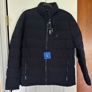 Nautica Navy Blue Puffer Jacket Water-Resistant Insulated NWT Size Large